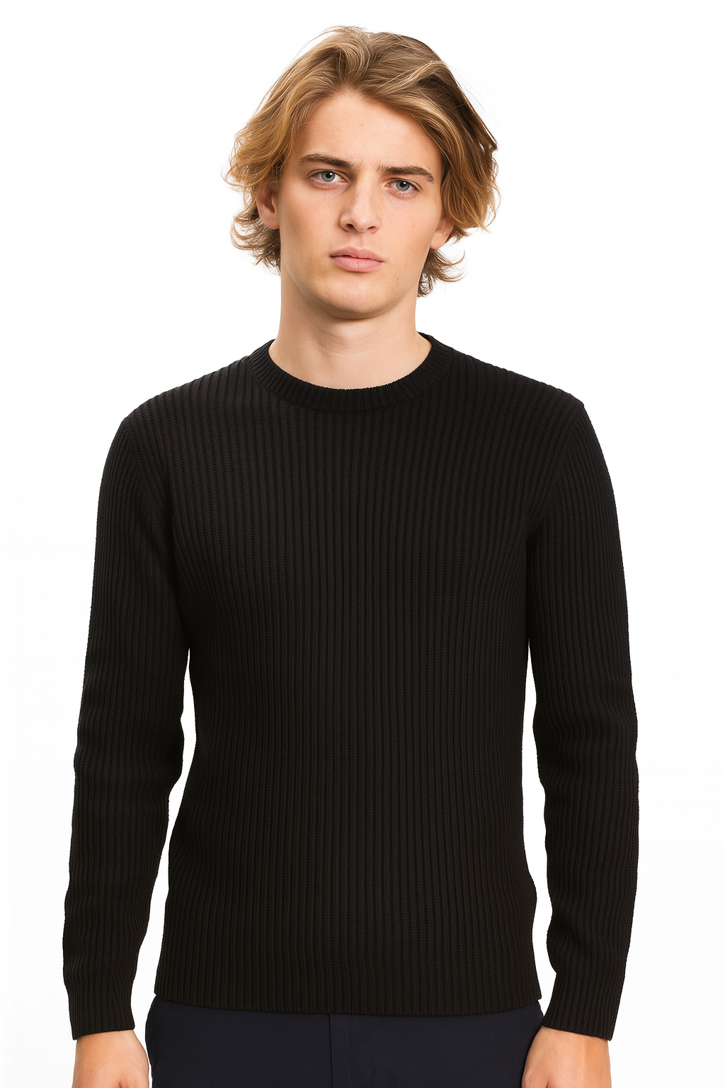 Pull Homme – Col Rond Maille côtelées