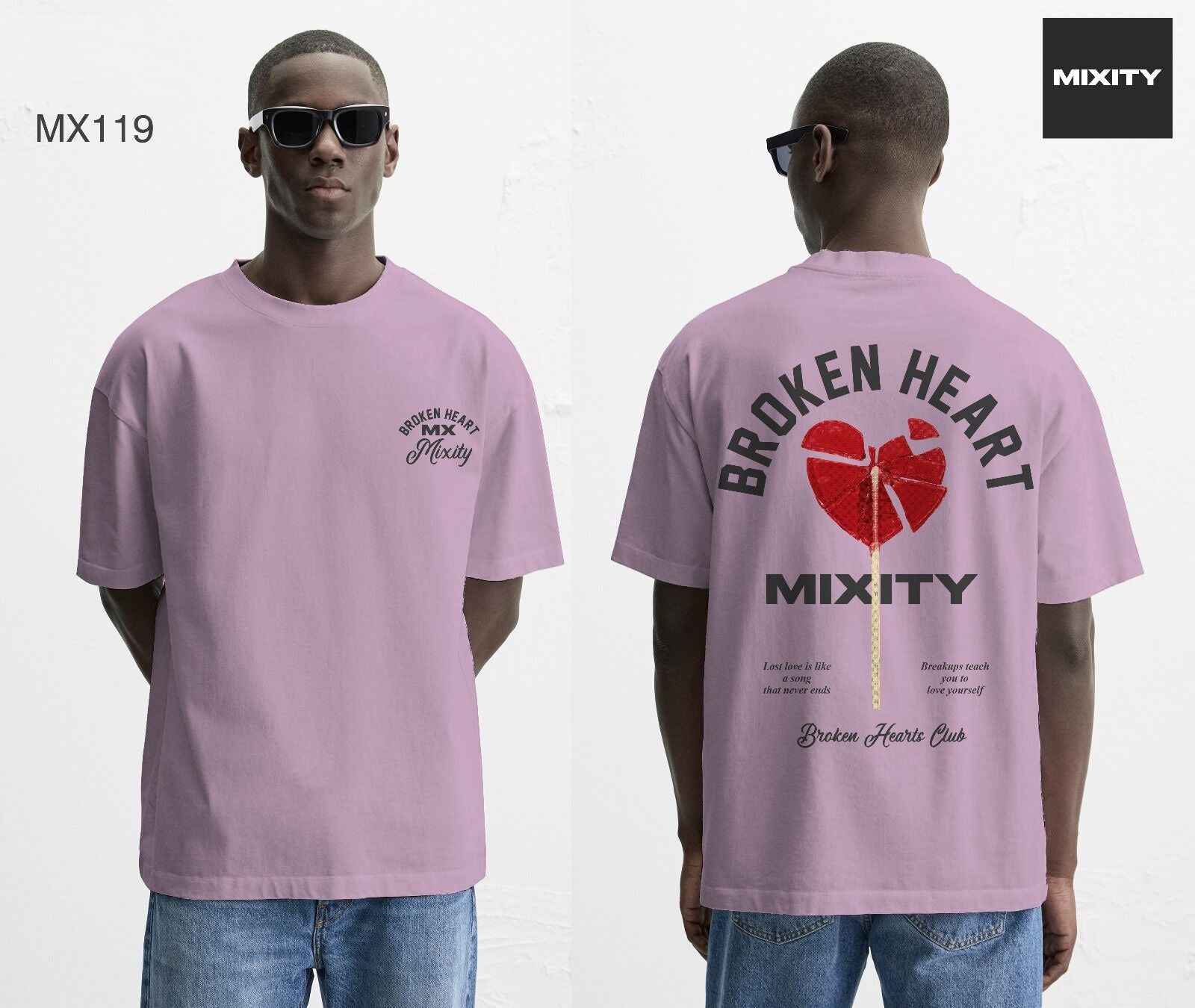 T-shirt mauve BROKEN HEART