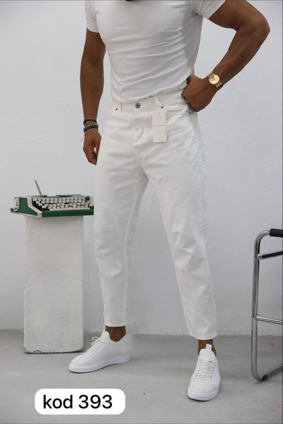 Jean coupe regular blanc pour homme