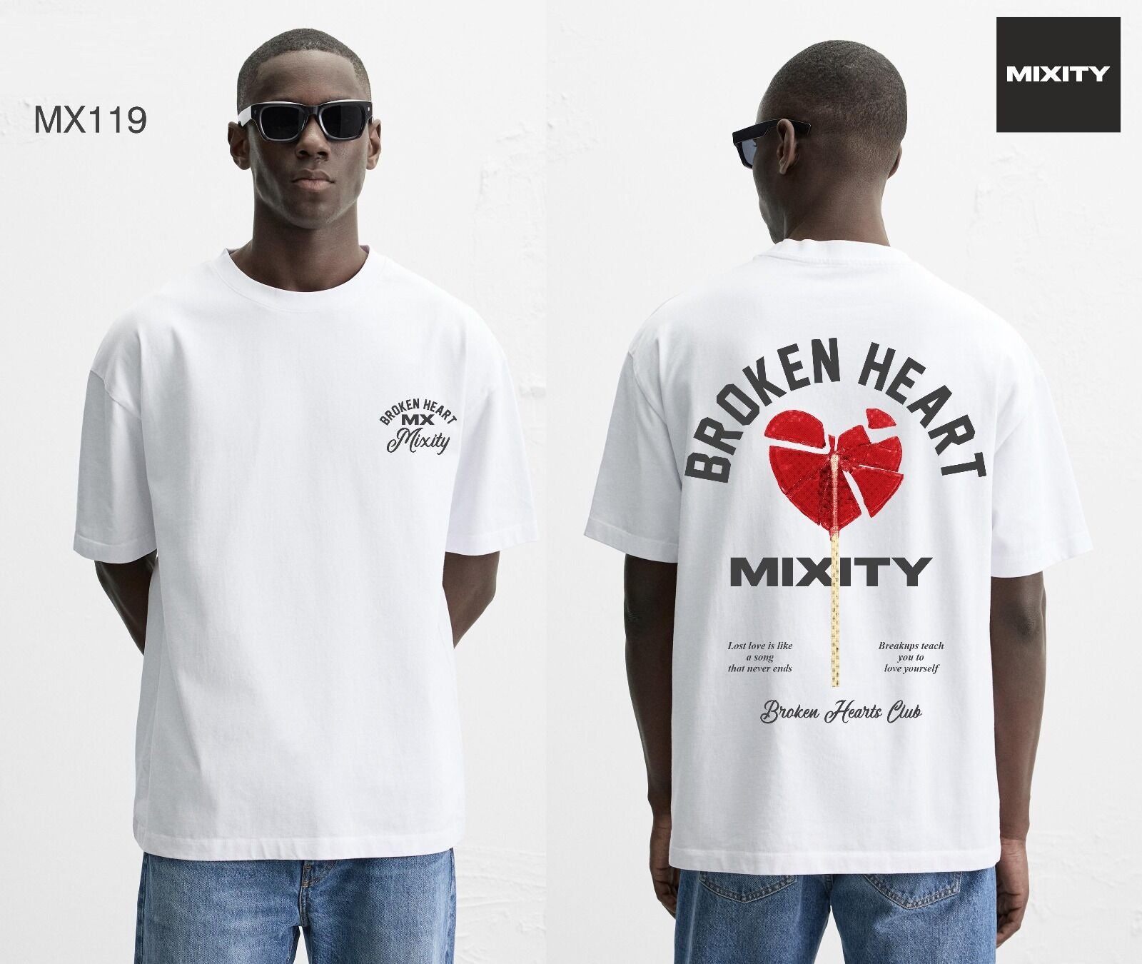 T-shirt blanc BROKEN HEART