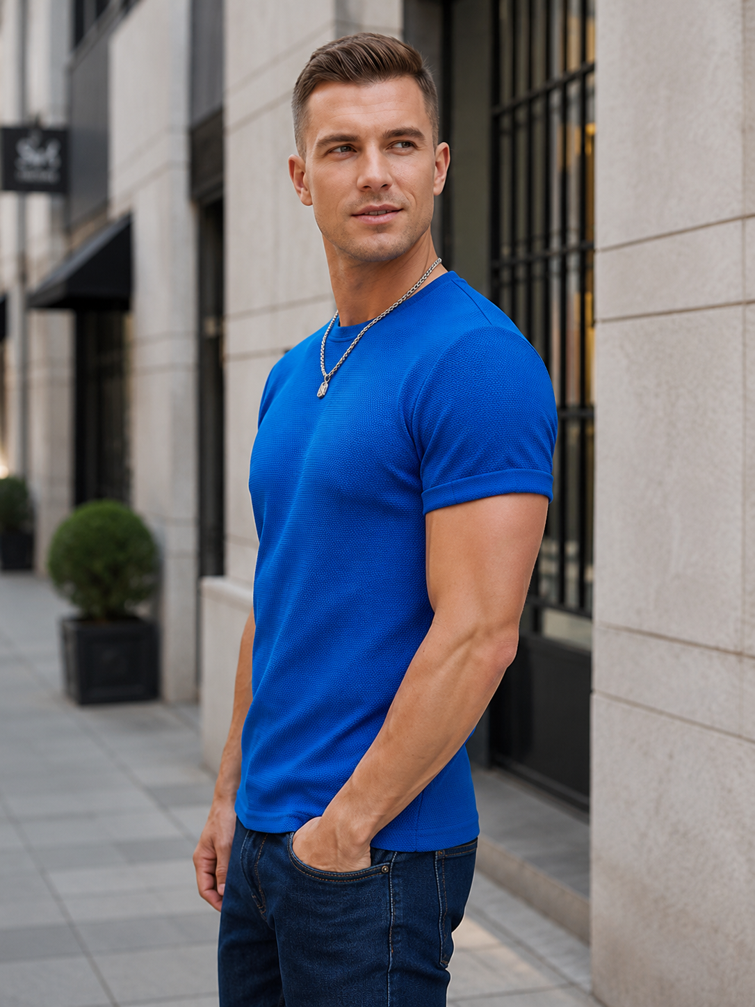 T-shirt Texture Bleu Royal