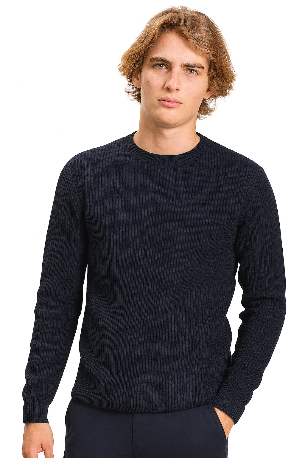 Pull Homme – Col Rond Maille côtelées