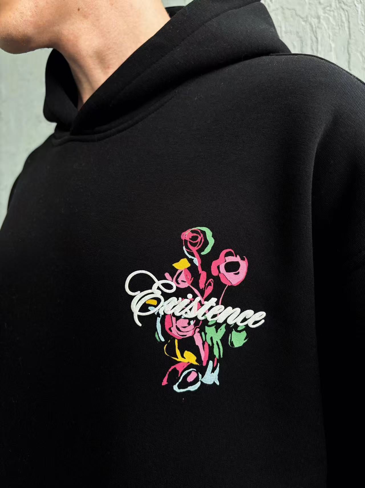 Sweat à capuche imprimé noir