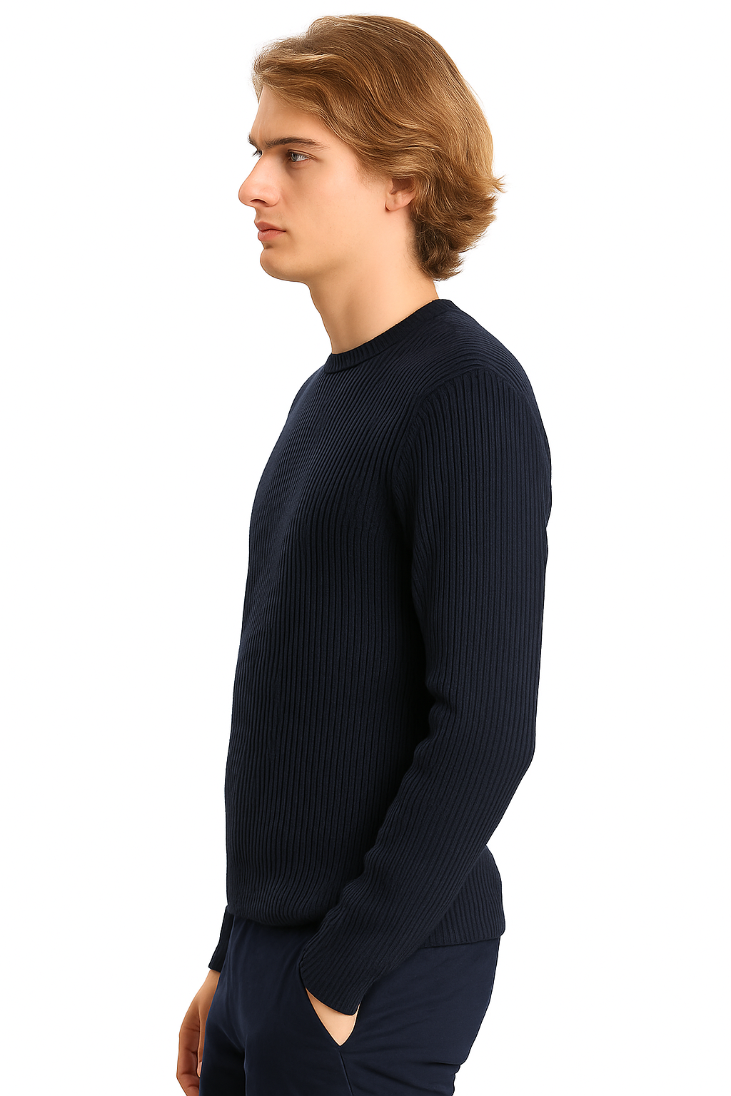 Pull Homme – Col Rond Maille côtelées