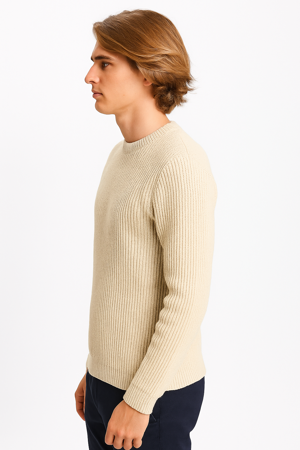 Pull Homme – Col Rond Maille côtelées