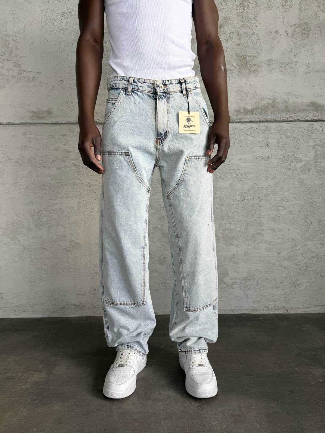 Jean Homme Bleu Très Clair Coupe Large
