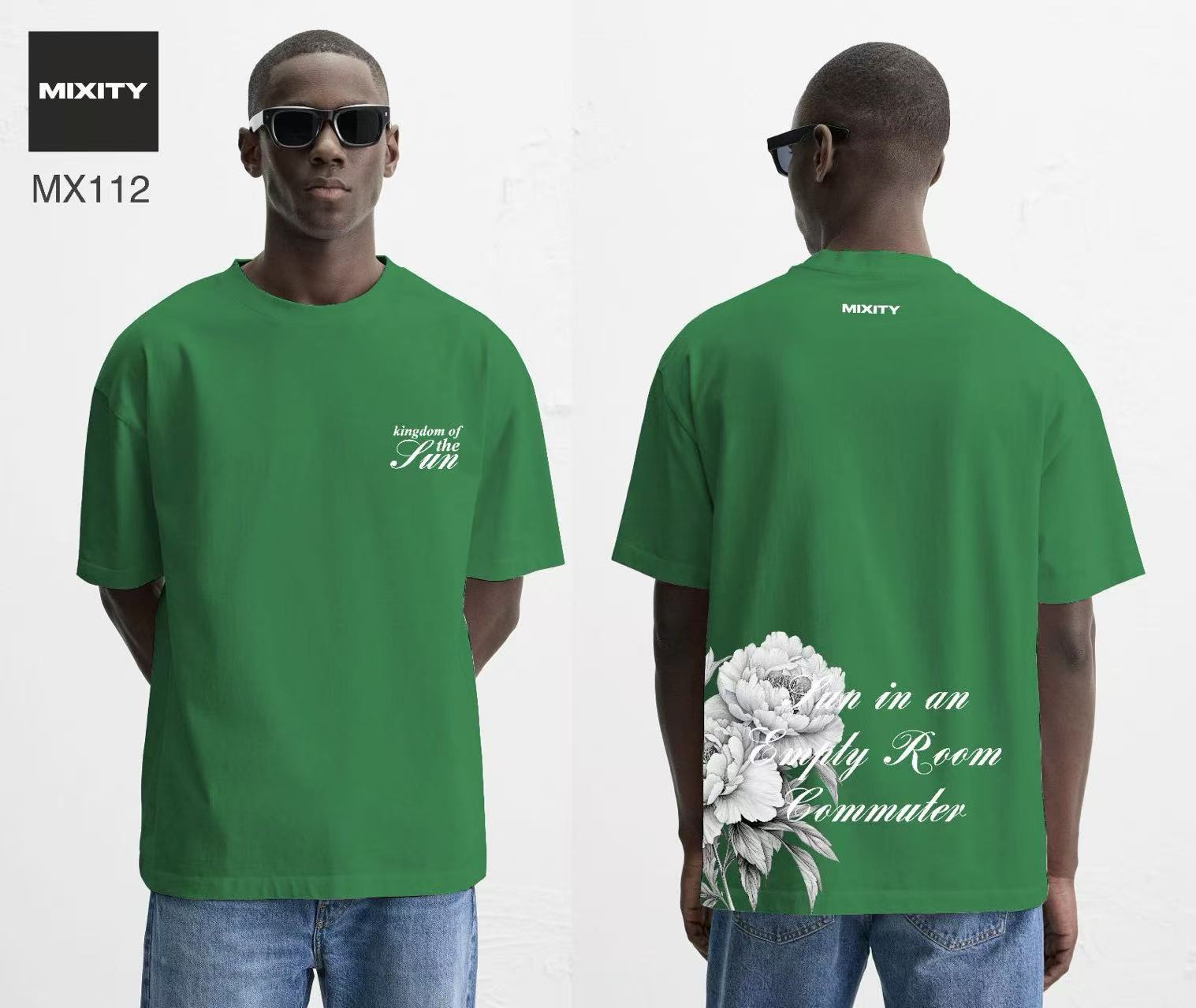 T-shirt oversize vert avec imprimé fleur