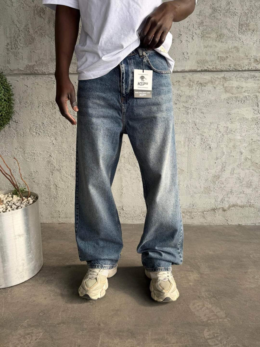 Jean Homme Bleu Délavé Coupe Large