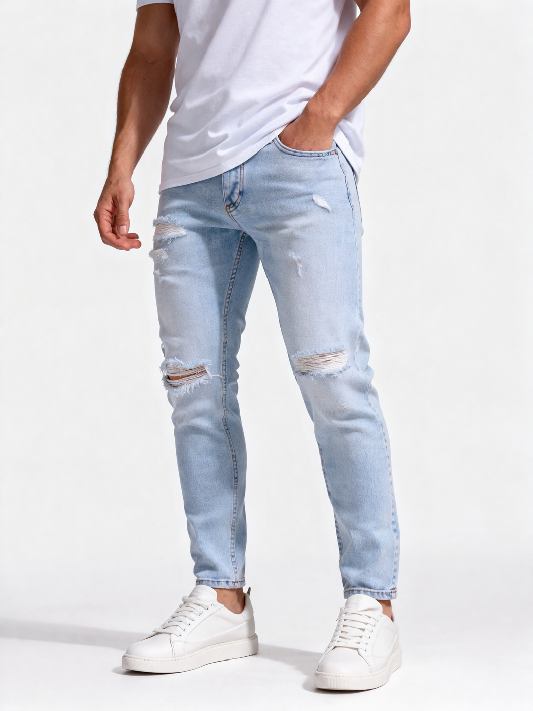 Jean Homme Slim Destroy – Denim Bleu Clair