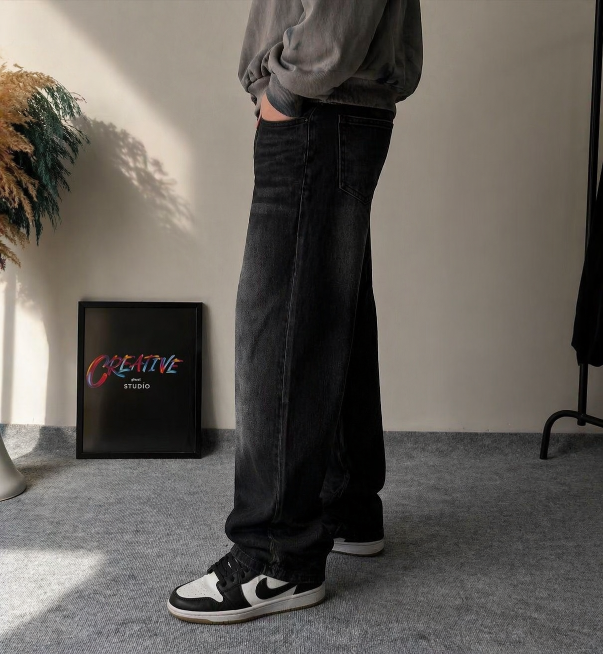 Jean Homme Noir baggy