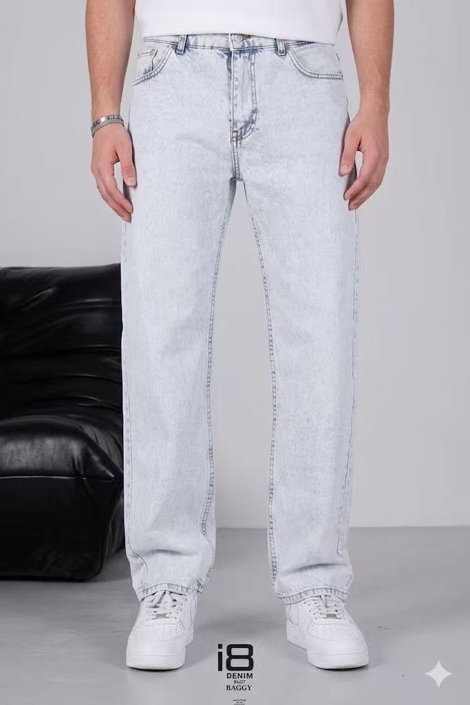 Jean homme bleu très clair baggy délavé