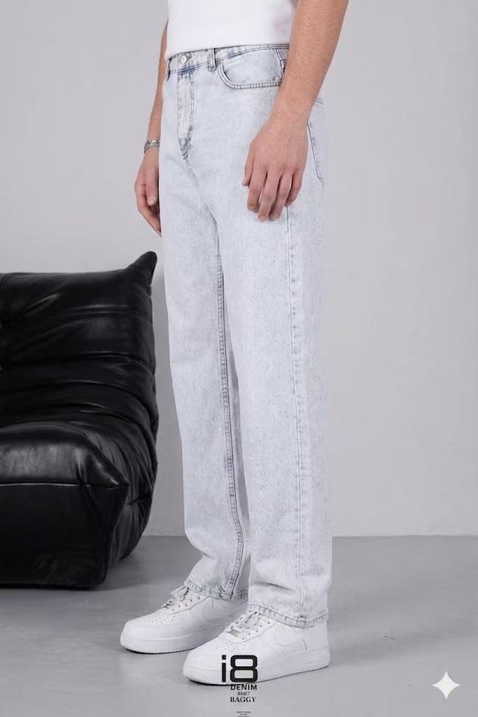 Jean homme bleu très clair baggy délavé