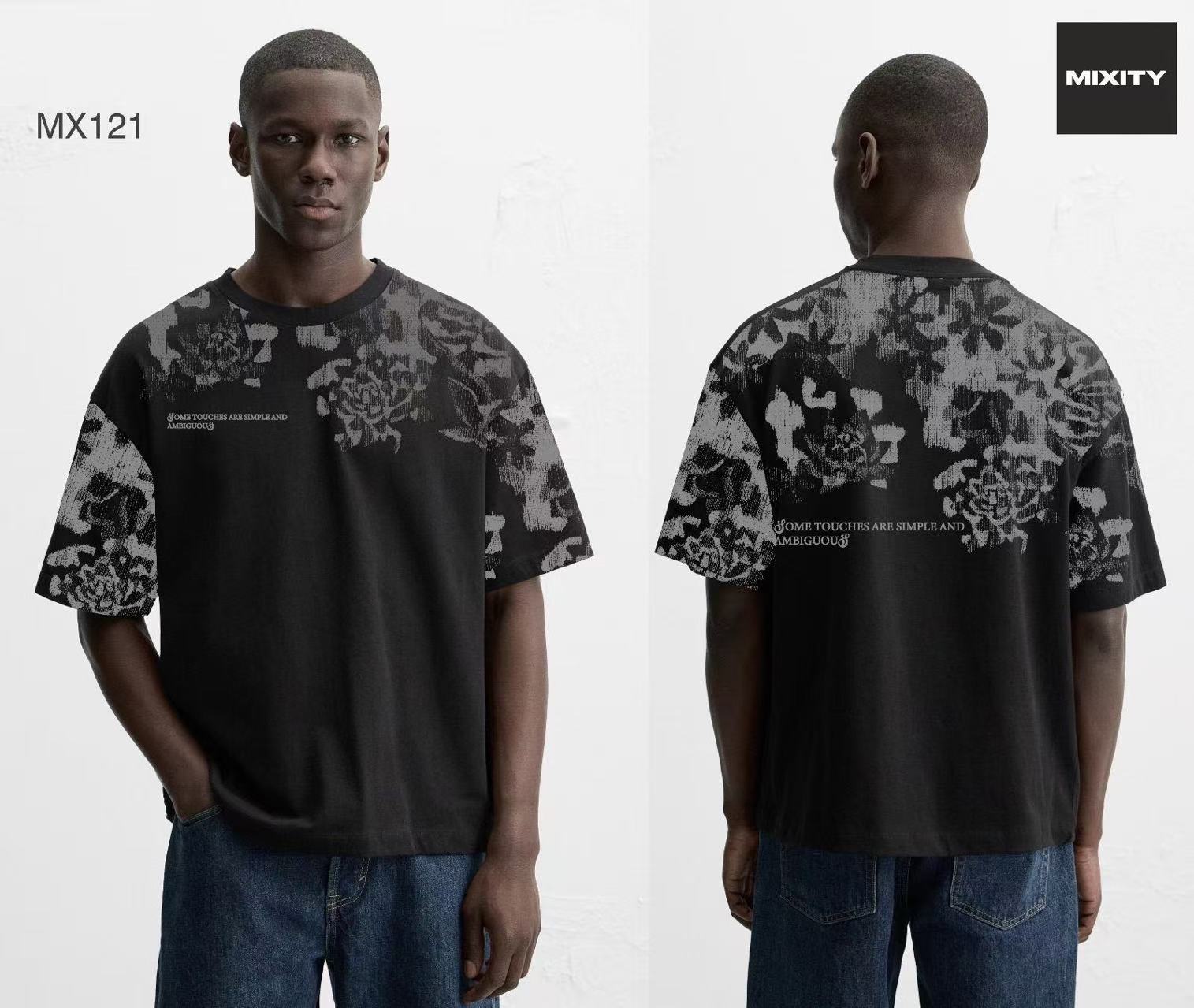 T-shirt oversize à imprimé floral abstrait
