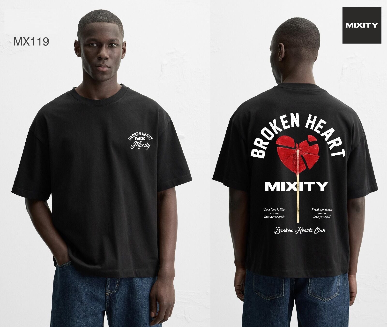 T-shirt noir BROKEN HEART