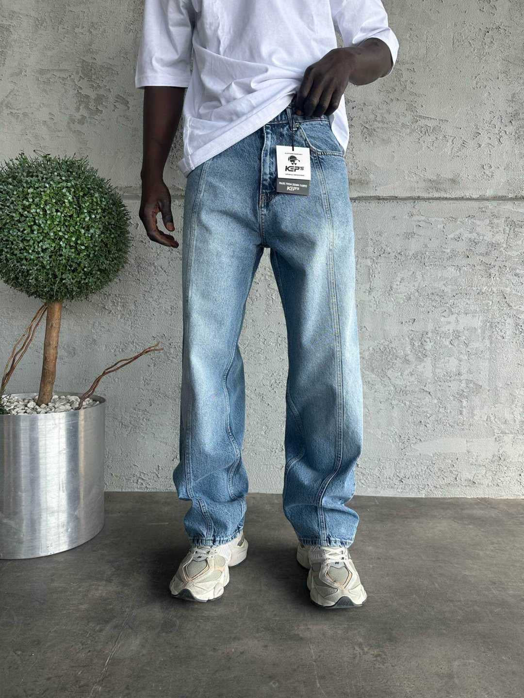 Jean Homme Bleu Clair Coupe Large