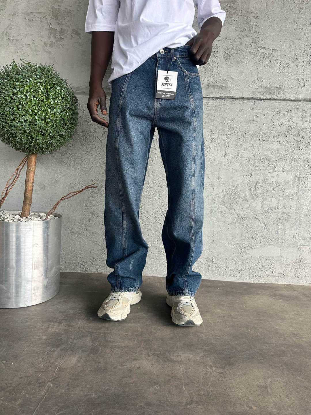 Jean Homme Bleu Denim Coupe Large