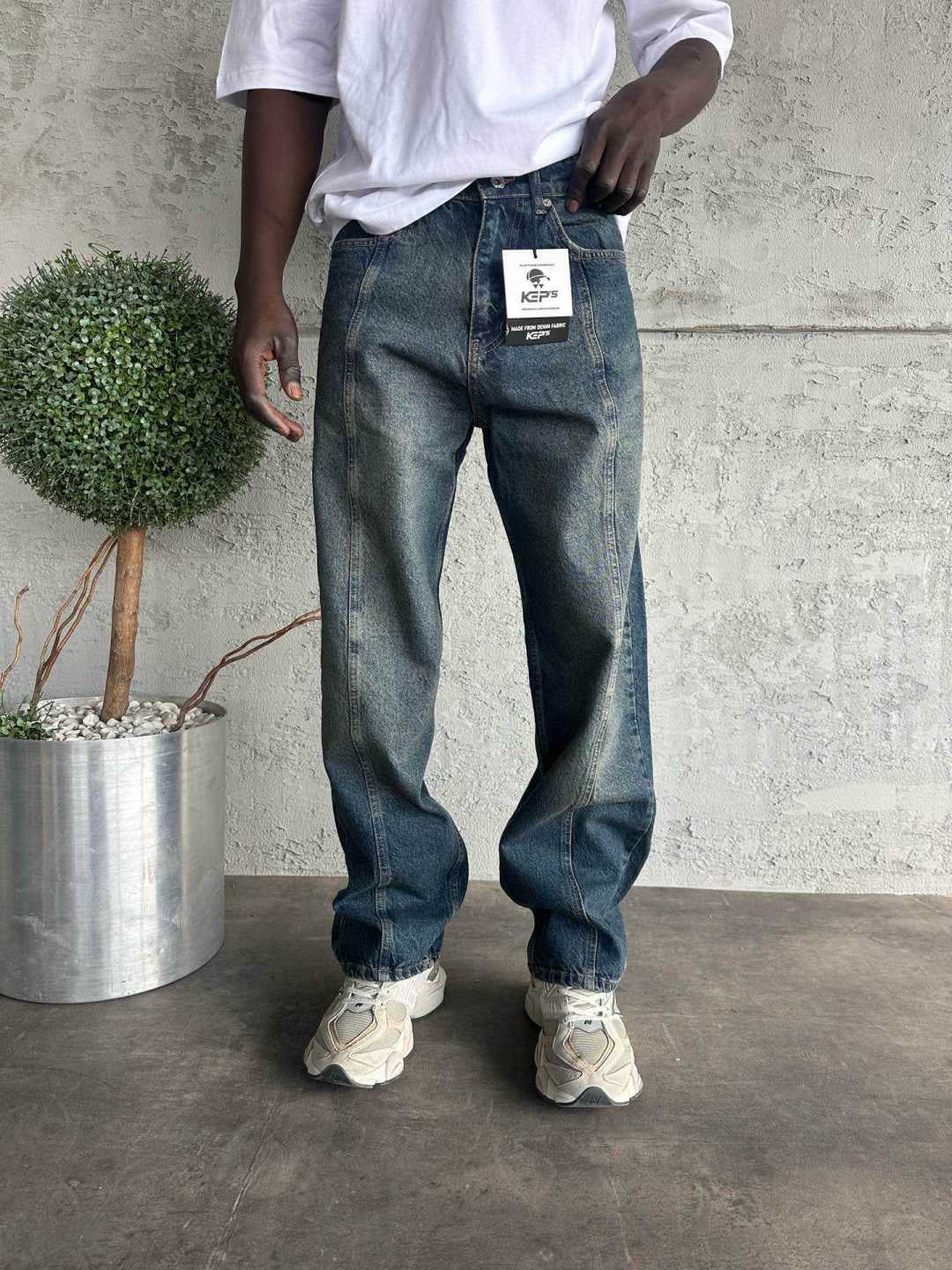 Jean Homme Bleu Délavé Coupe Large
