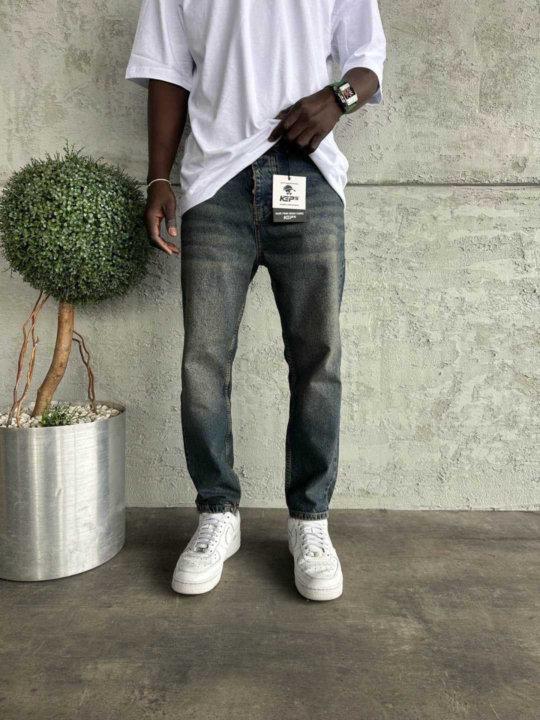 Jean Homme Bleu Délavé Coupe Droite
