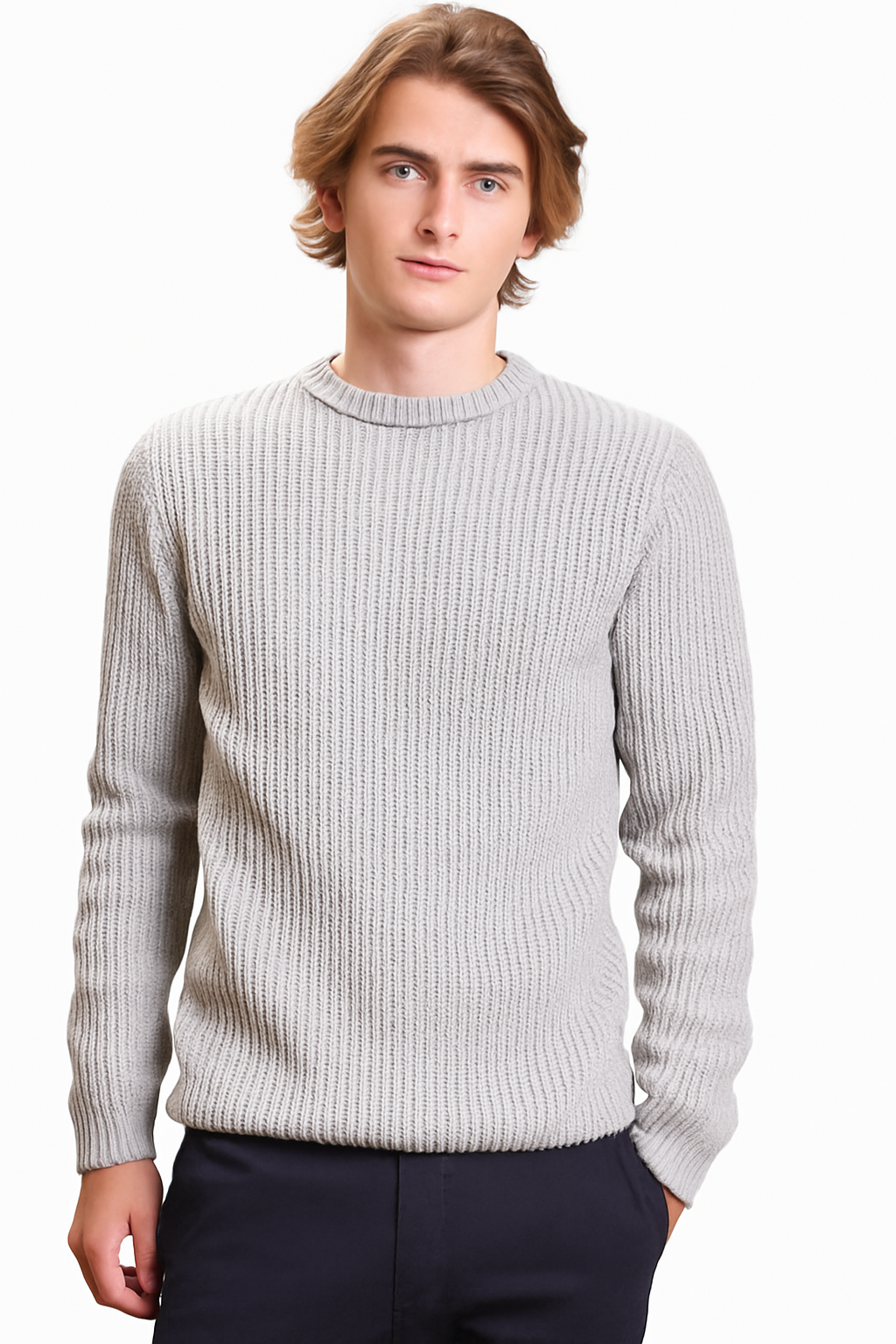 Pull Homme – Col Rond Maille côtelées