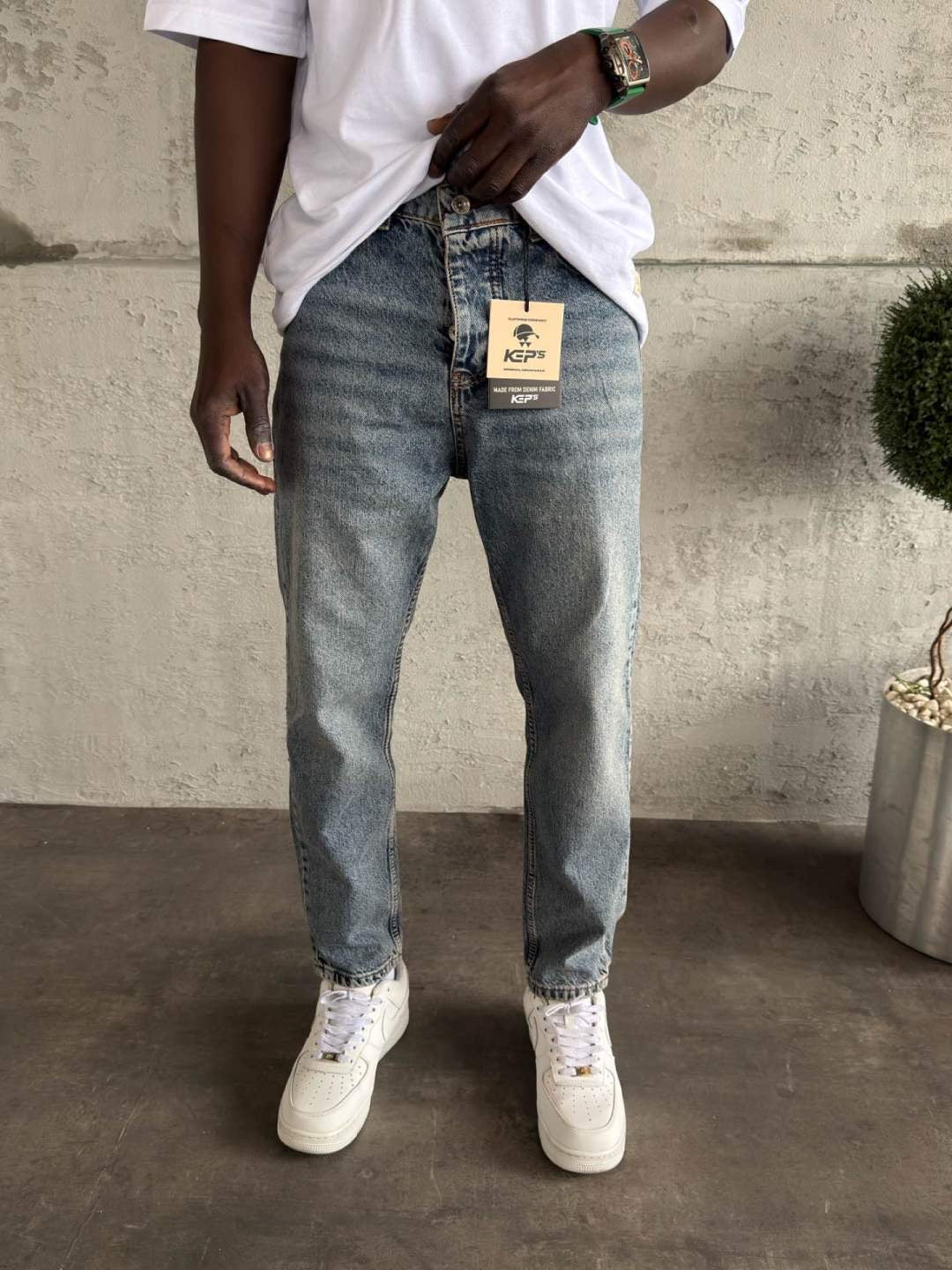 Jean Homme Bleu Délavé Coupe Droite