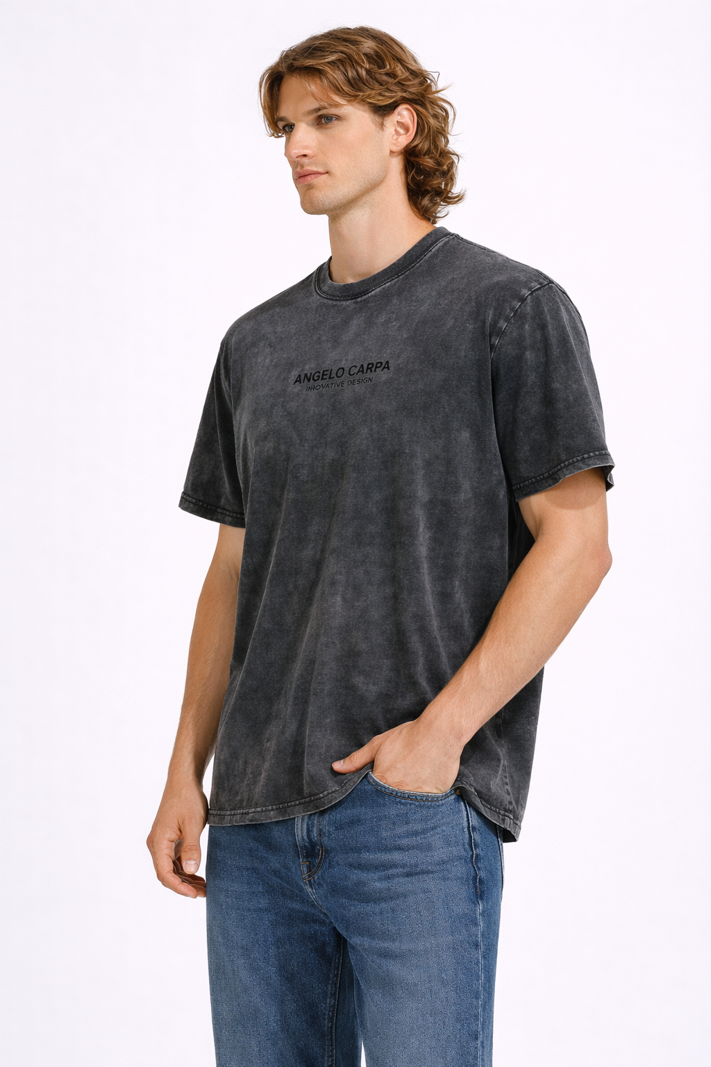T-shirt Homme Washed gris clair
