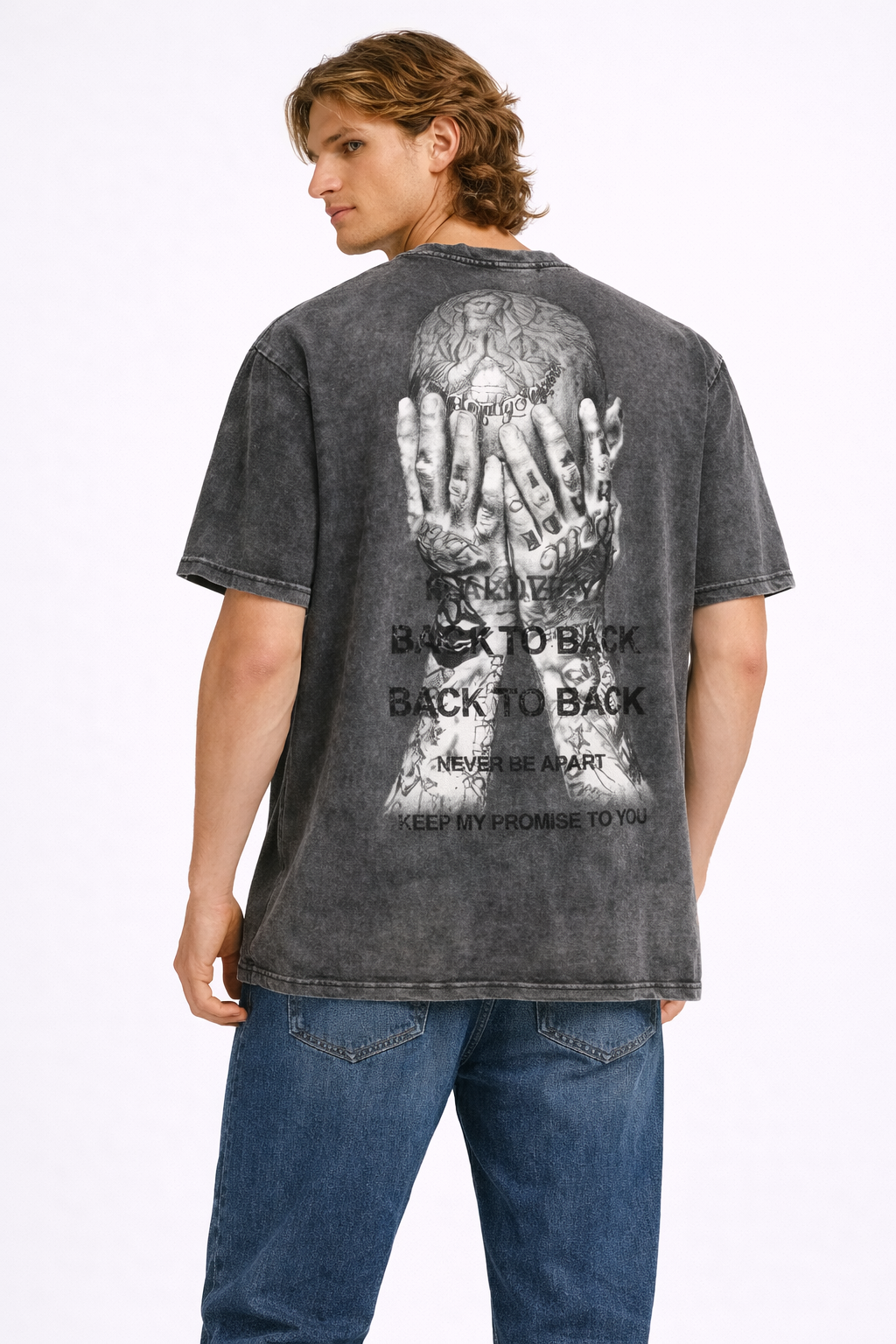 T-shirt Homme Washed gris clair