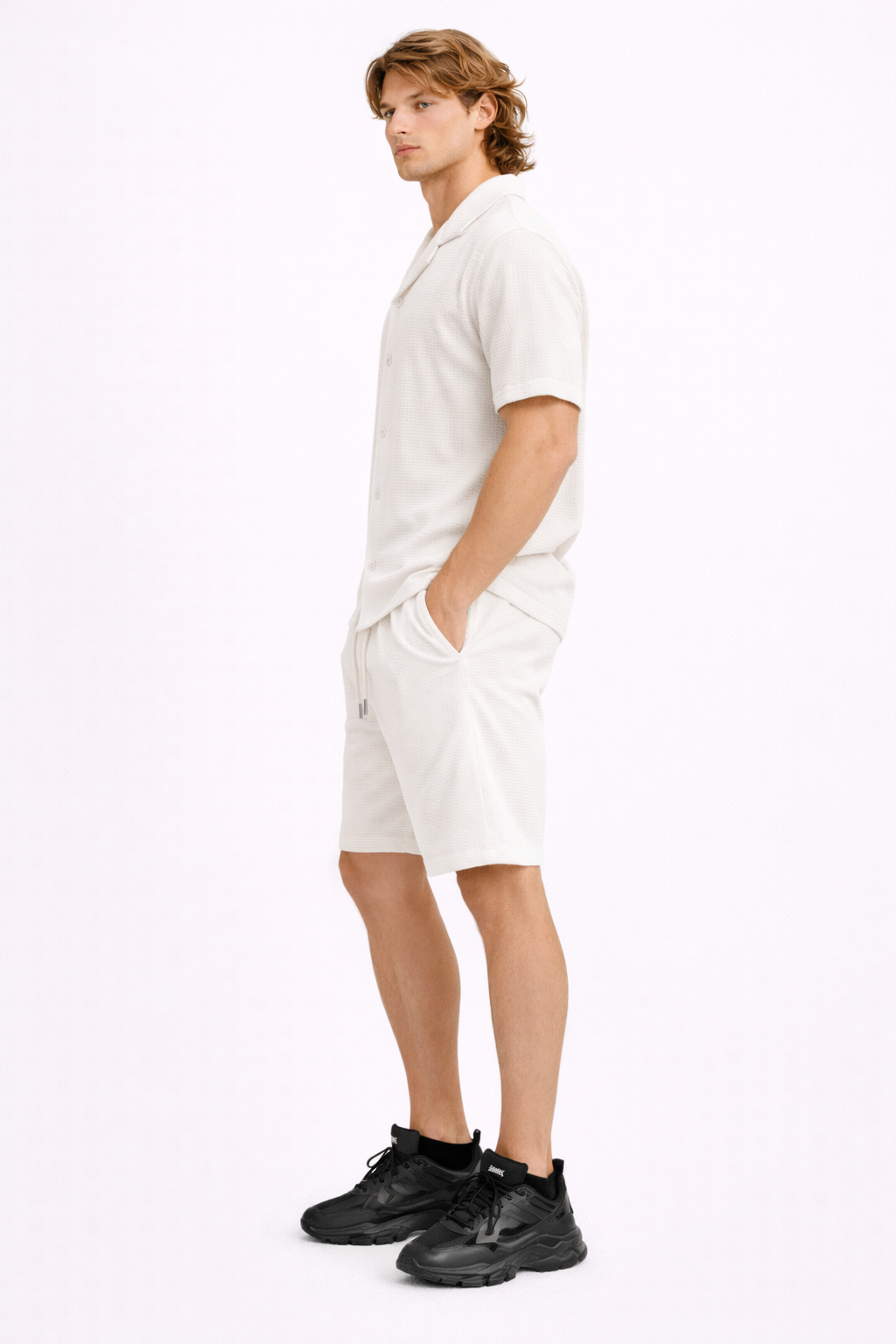 Ensemble Homme Été Chemise manche courte et Short Beige