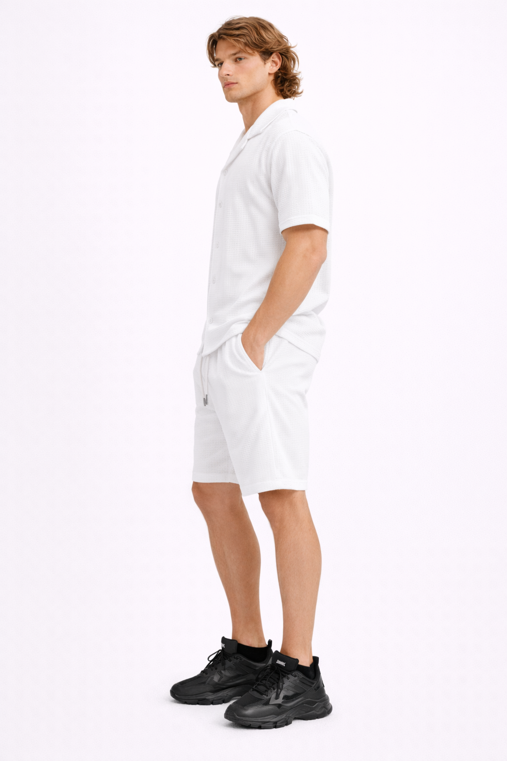 Ensemble Homme Été Chemise manche courte et Short Blanc