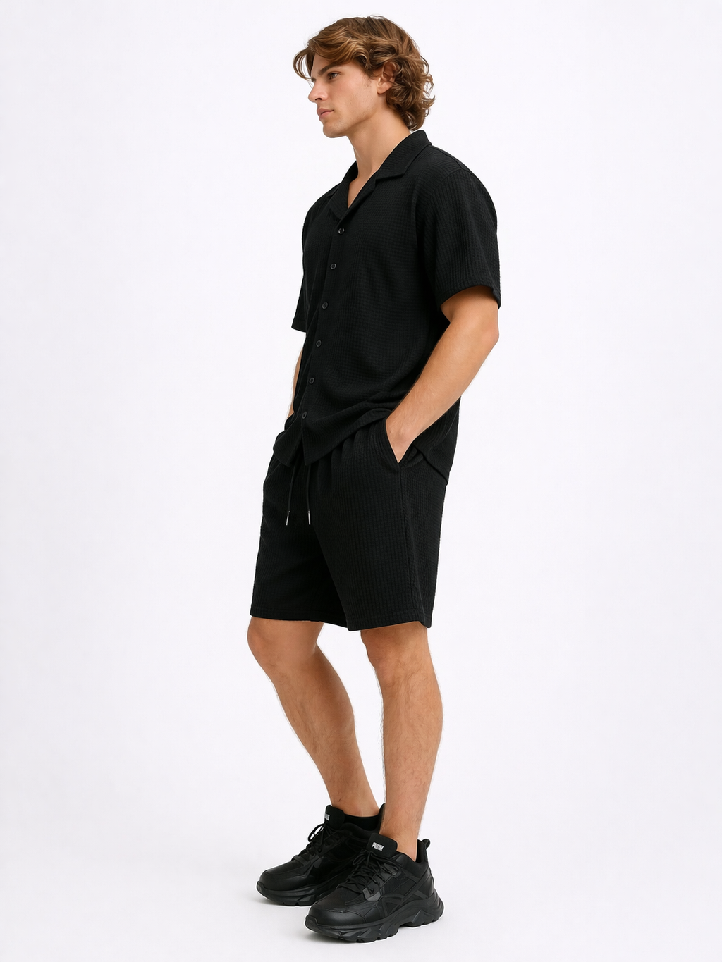 Ensemble Homme Été Chemise manche courte et Short Noir