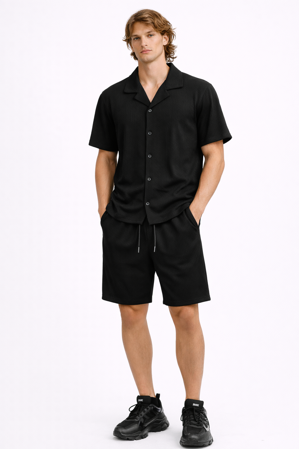 Ensemble Homme Été Chemise manche courte et Short Noir