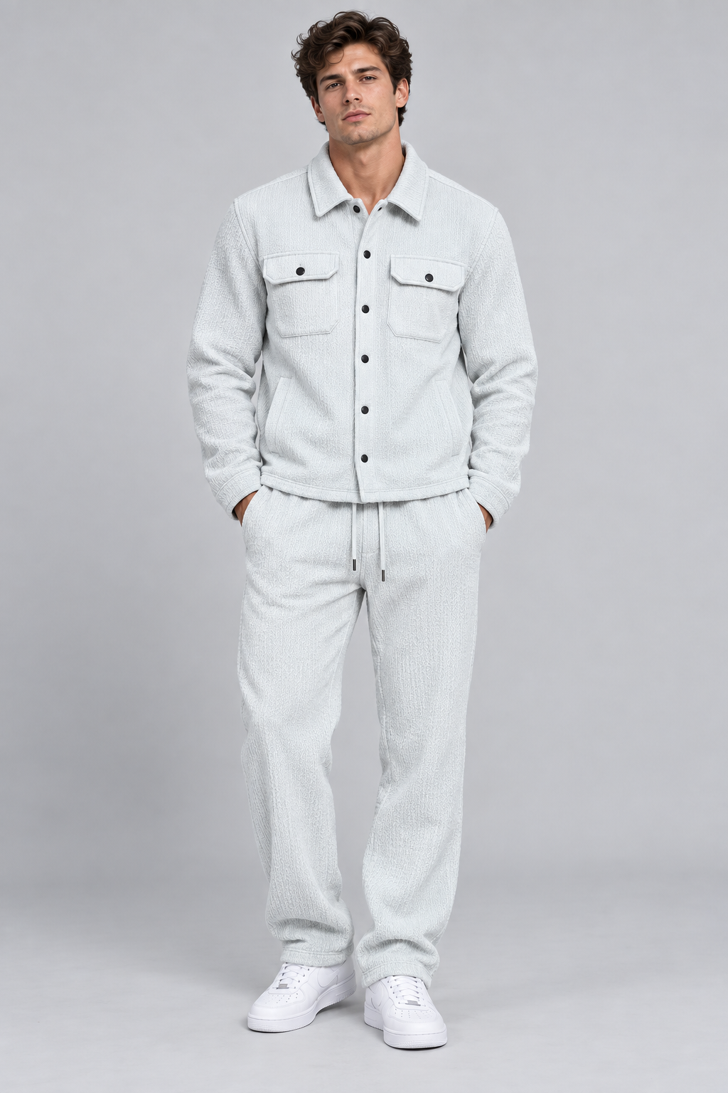 Ensemble homme blanc texturé Veste et pantalon