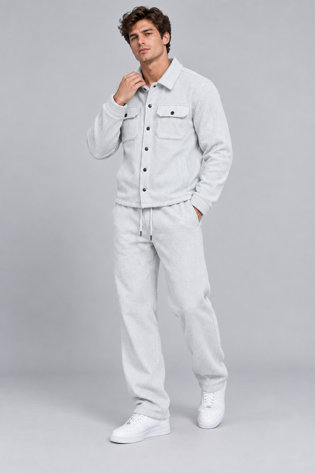 Ensemble homme blanc texturé Veste et pantalon