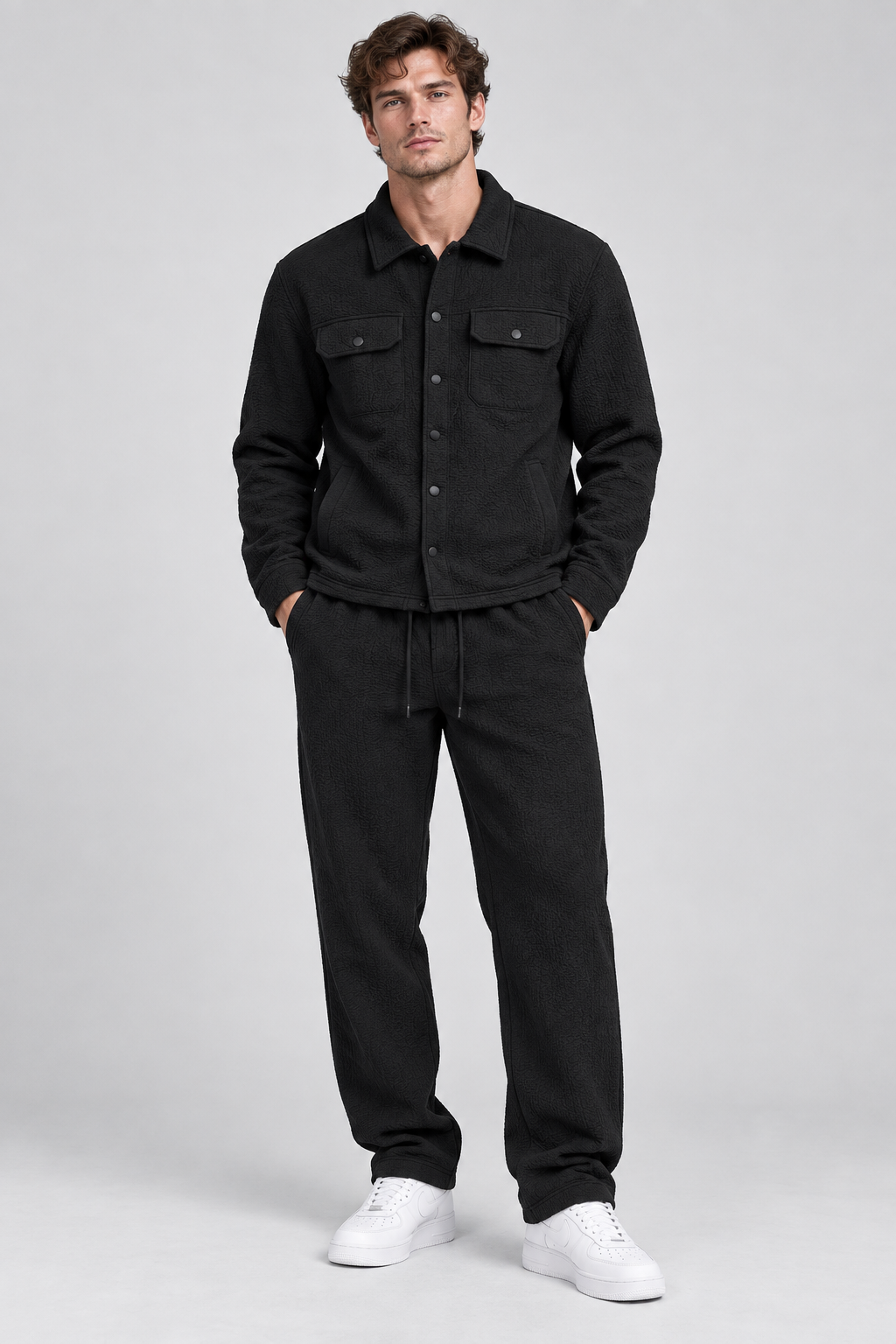 Ensemble homme noir texturé Veste et pantalon