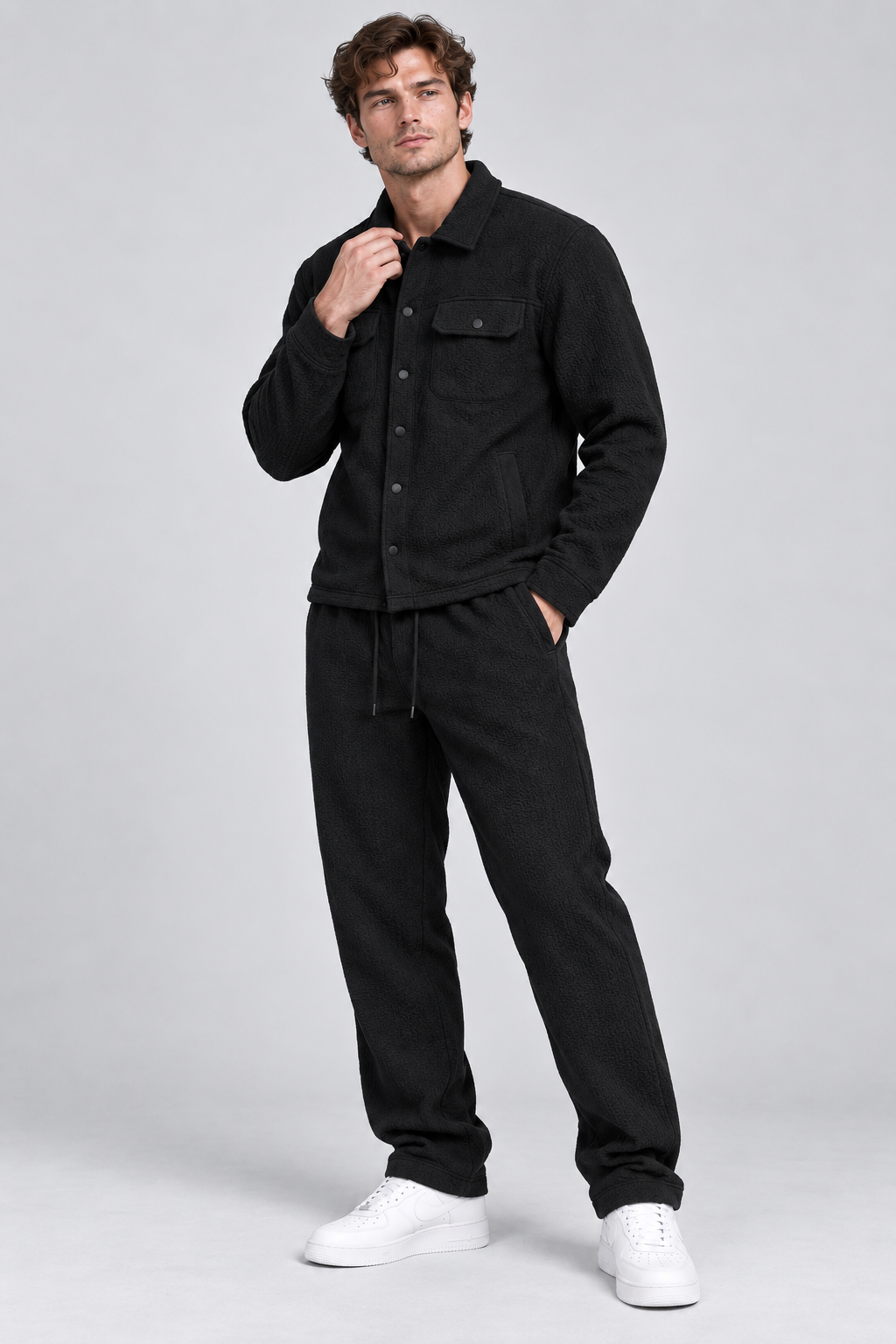 Ensemble homme noir texturé Veste et pantalon