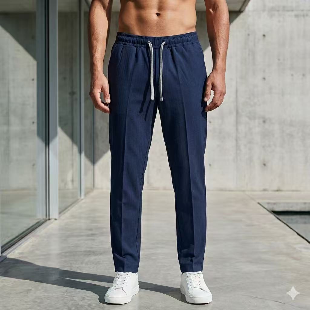 Pantalon homme marine à cordon