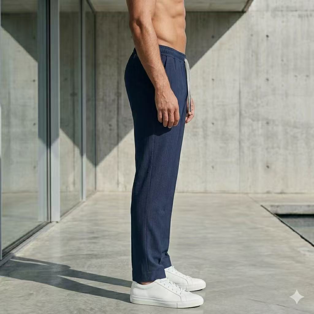 Pantalon homme marine à cordon