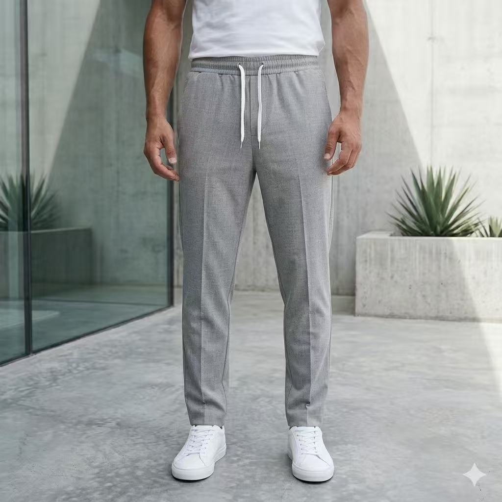 Pantalon homme gris à cordon