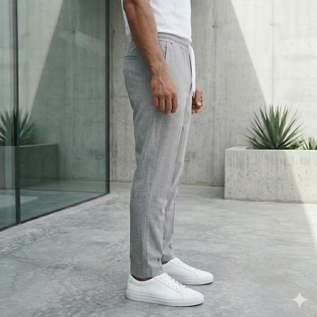 Pantalon homme gris à cordon