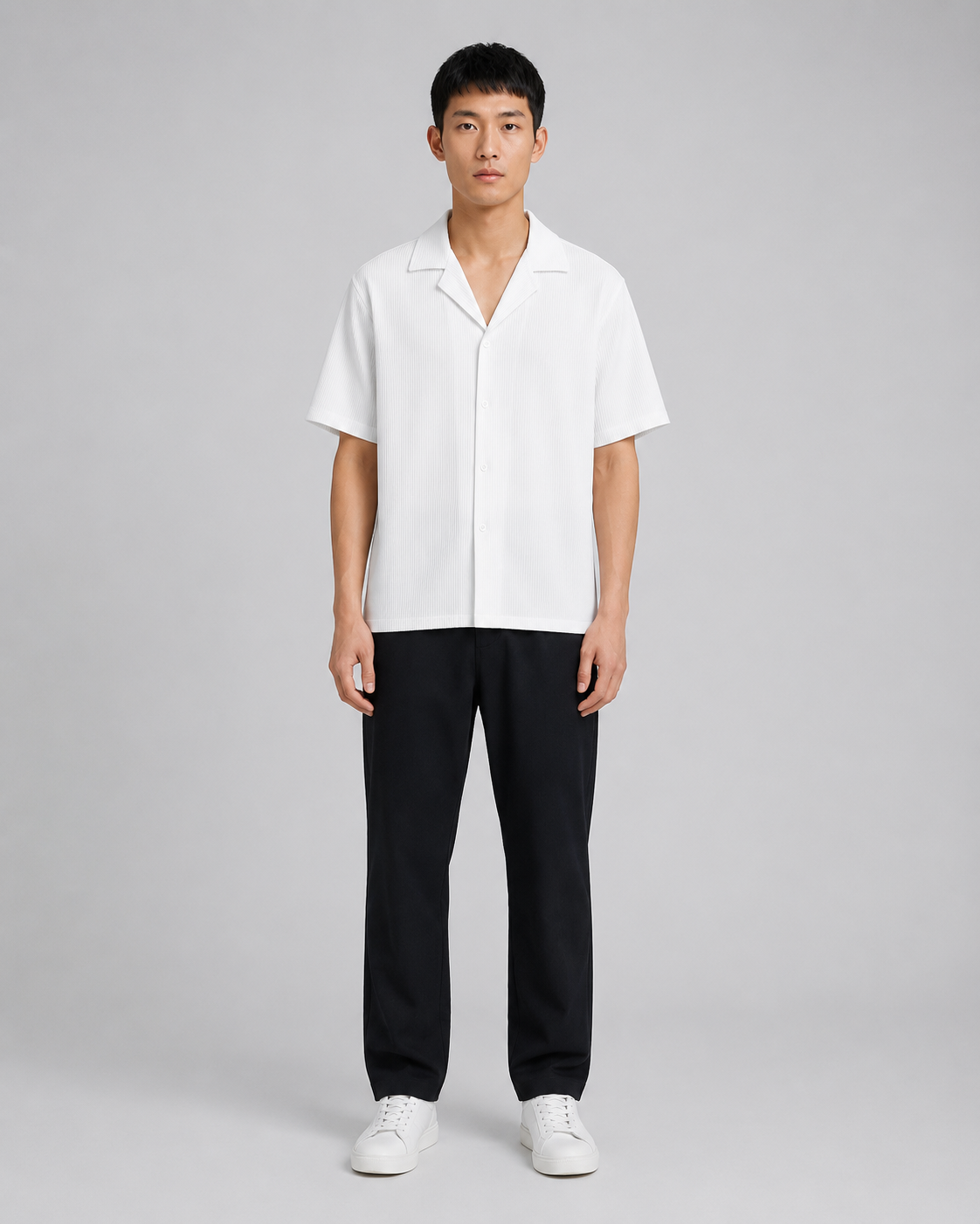 Chemise plissée fluide blanc homme
