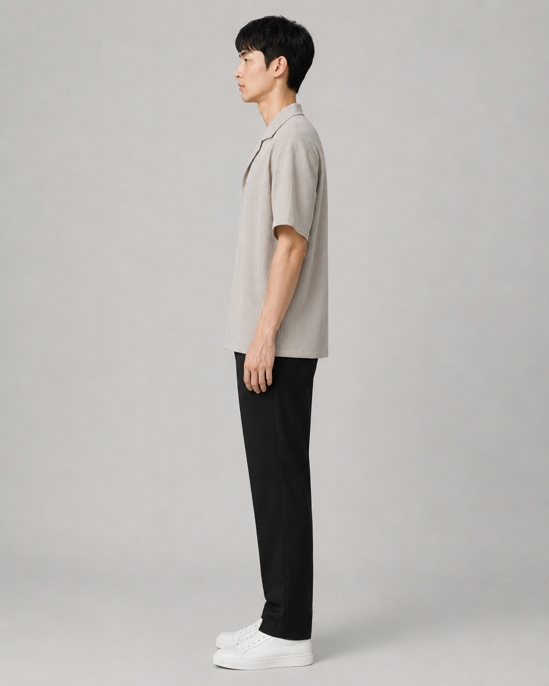 Chemise plissée fluide gris homme
