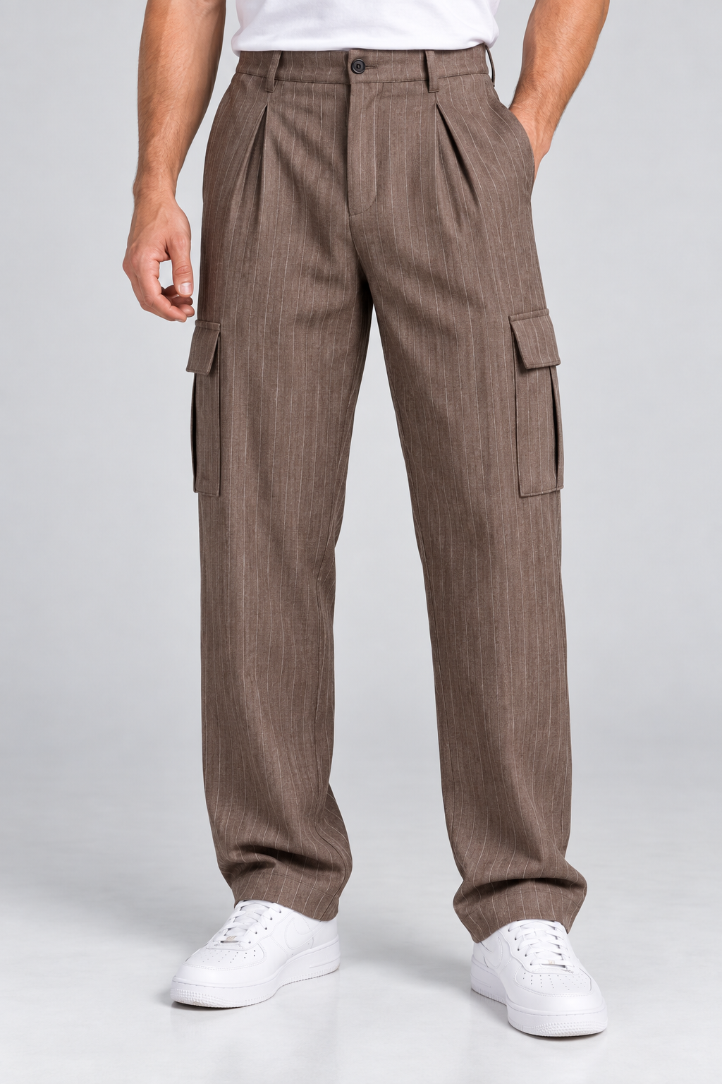 Pantalon Cargo Homme marron à Rayures