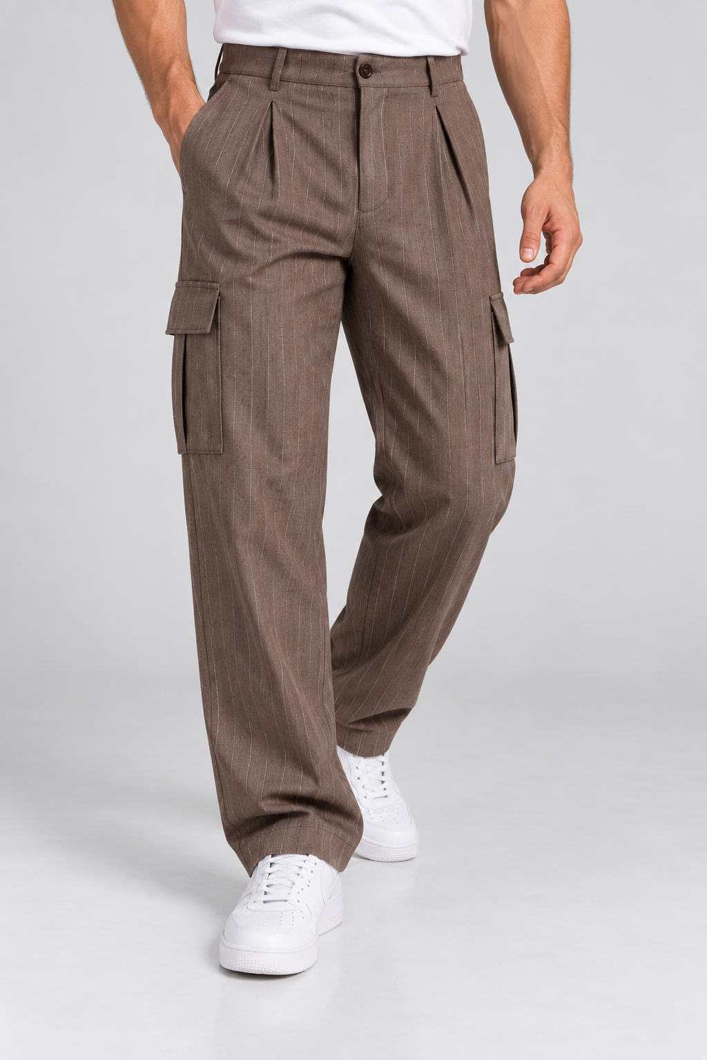 Pantalon Cargo Homme marron à Rayures