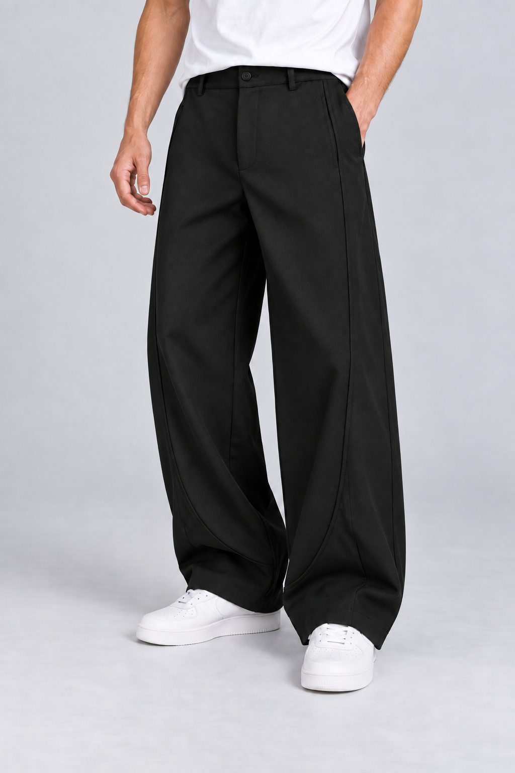Pantalon Homme Noir Large