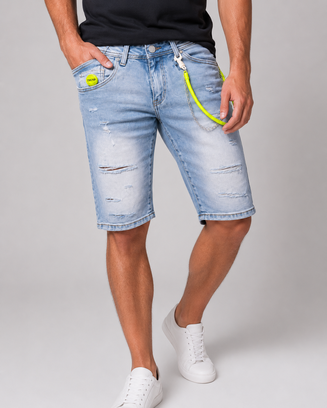 Bermuda homme en jean bleu délavé