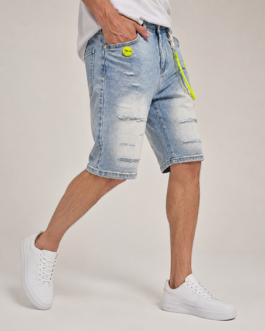 Bermuda homme en jean bleu délavé