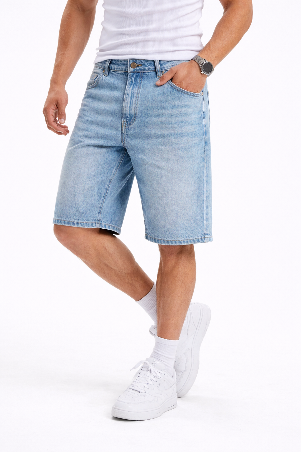 Short baggy homme en denim Bleu