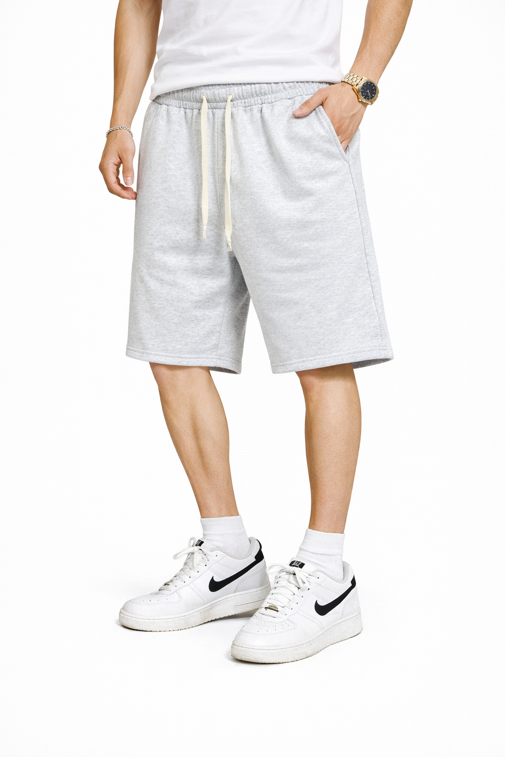 Bermuda homme avec cordon Gris clair