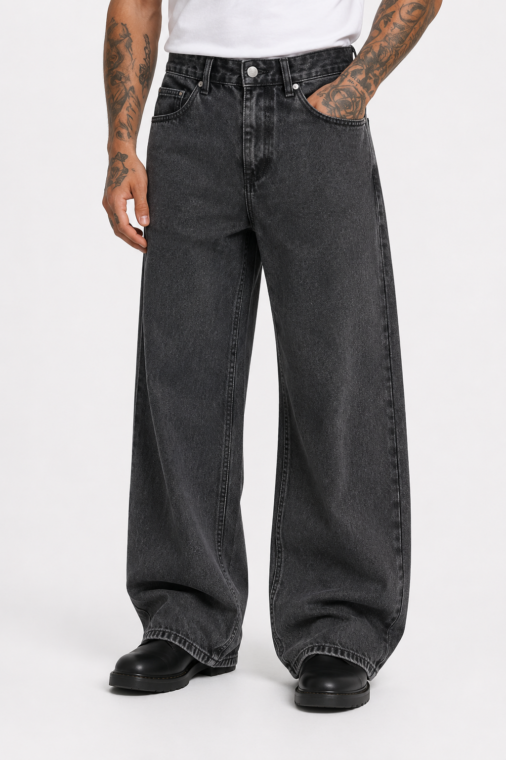 Jean homme gris coupe baggy