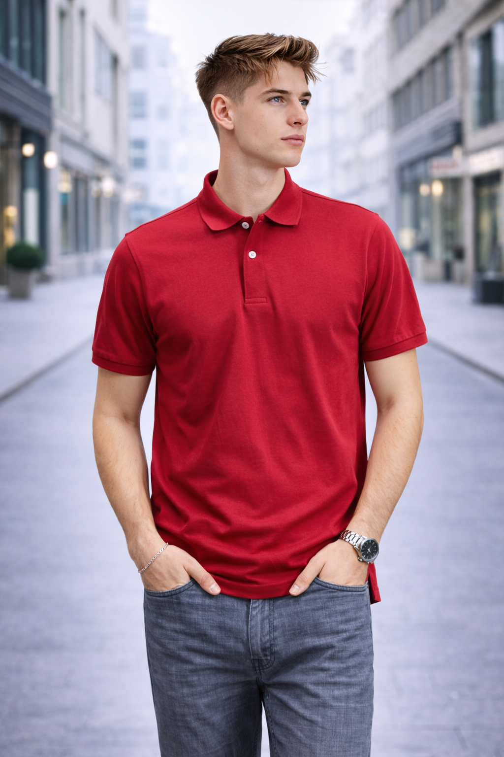 Polo homme rouge classique
