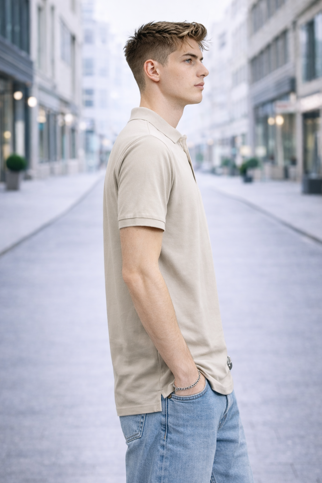 Polo homme beige classique